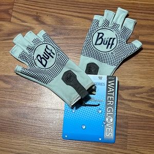 New XS/S UPF50  Women’s Buff Water Gloves Size 7/8 Silver and Blue